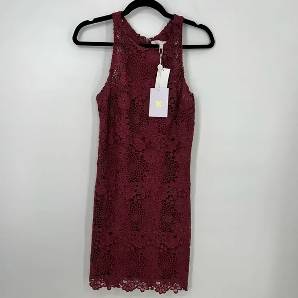 NWT WAYF Randy Floral Lace Embroidered Sleeveless Racerback Mini Dress S - Picture 3 of 10